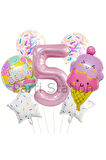 İce Cream Dondurma 1 Yaş Balon Set Şeker Dondurma Candy Balon İce Cream Konsept Doğum Günü Balon Set