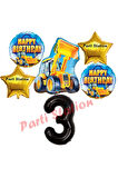 İnşaat Konsept 9 Yaş Doğum Günü Balon Set Kamyon Kepçe Balon ve Siyah Rakam Balon Parti Set
