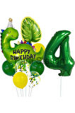 Yeşil Dinozor Konsept 8 Yaş Balon Set Jurassic Dinozor Tema Doğum Günü Folyo Balon Set