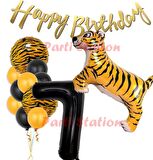 Safari Konsept Kaplan 7 Yaş Balon Seti Kaplan Parti Konsept Doğum Günü Balon Set Jungle Kaplan Balon
