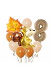 Sincap Sonbahar Woodland Orman Hayvanları 8 Yaş Balon Set Woodland Konsept Doğum Günü Set