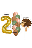 Woodland Kirpi Balon 1 Yaş Balon Set Kirpi Balon ve Gold Rakam Balon Demeti Doğum Günü Seti