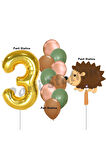 Woodland Kirpi Balon 1 Yaş Balon Set Kirpi Balon ve Gold Rakam Balon Demeti Doğum Günü Seti