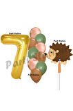 Woodland Kirpi Balon 1 Yaş Balon Set Kirpi Balon ve Gold Rakam Balon Demeti Doğum Günü Seti