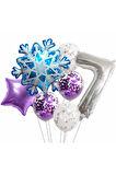 Kar Tanesi Frozen Elsa Kış Konsept Snowflake 1 Yaş Balon Konsept Doğum Günü Set Yaş Balon Set