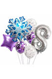 Kar Tanesi Frozen Elsa Kış Konsept Snowflake 1 Yaş Balon Konsept Doğum Günü Set Yaş Balon Set