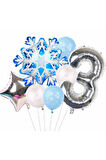 Kar Tanesi Frozen Elsa Kış Konsept Snowflake 8 Yaş Balon Konsept Doğum Günü Set Yaş Balon Set