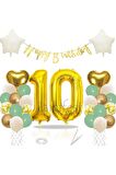 Küf Yeşili Rakam Balon Seti Küf Yeşili 10 Yaş Balon Set Doğum Günü Balon Seti
