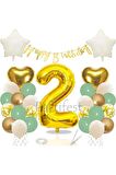 Küf Yeşili Rakam Balon Seti Küf Yeşili 2 Yaş Balon Set Doğum Günü Balon Seti