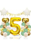 Küf Yeşili Rakam Balon Seti Küf Yeşili 5 Yaş Balon Set Doğum Günü Balon Seti