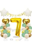 Küf Yeşili Rakam Balon Seti Küf Yeşili 7 Yaş Balon Set Doğum Günü Balon Seti