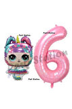 Unicorn LOL Bebek 4 Yaş Balon ve Pembe Rakam Balon Doğum Günü Parti Set