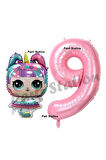 Unicorn LOL Bebek 4 Yaş Balon ve Pembe Rakam Balon Doğum Günü Parti Set