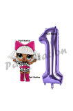 Diva LOL Bebek 8 Yaş Balon ve Mor Rakam Balon Doğum Günü Parti Set