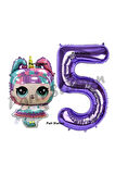 Unicorn LOL Bebek 6 Yaş Balon ve Mor Rakam Balon Doğum Günü Parti Set