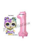 LOL Bebek 4 Yaş Balon ve Pembe Rakam Balon Doğum Günü Parti Set