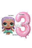 Mermaid LOL Bebek 1 Yaş Balon ve Pembe Rakam Balon Doğum Günü Parti Set