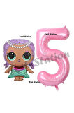 Mermaid LOL Bebek 1 Yaş Balon ve Pembe Rakam Balon Doğum Günü Parti Set