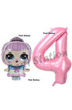 Prenses LOL Bebek 5 Yaş Balon ve Pembe Rakam Balon Doğum Günü Parti Set