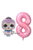 Prenses LOL Bebek 5 Yaş Balon ve Pembe Rakam Balon Doğum Günü Parti Set