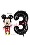 Mickey Mouse Balon 3Yaş Doğum Günü Set Mickey Mouse Konsept Balon ve Siyah Rakam Balon