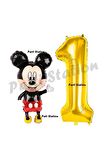 Mickey Mouse Balon 1 Yaş Doğum Günü Set Mickey Mouse Konsept Balon ve Gold Rakam Balon