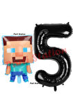Minecraft Balon 2 Yaş Doğum Günü Set Minecraft Konsept Balon ve Siyah Rakam Balon