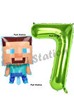 Minecraft Balon 5 Yaş Doğum Günü Set Minecraft Konsept Balon ve Yeşil Rakam Balon