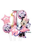 Minnie Mouse 1 Yaş Balon Set Minnie Mouse Doğum Günü Konsept Parti Balon Set