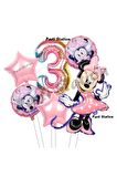 Minnie Mouse 3 Yaş Balon Set Minnie Mouse Doğum Günü Konsept Parti Balon Set
