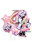 Minnie Mouse 4 Yaş Balon Set Minnie Mouse Doğum Günü Konsept Parti Balon Set