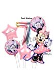 Minnie Mouse 7 Yaş Balon Set Minnie Mouse Doğum Günü Konsept Parti Balon Set