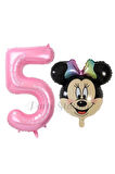 Minnie Mouse 1 Yaş Balon Set Minnie Mouse Konsept Balon ve Pembe Rakam Balon Set