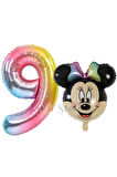 Minnie Mouse 1 Yaş Balon Set Minnie Mouse Konsept Balon ve Rengarenk Rakam Balon Set