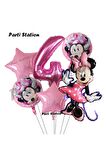 Minnie Mouse Konsept Doğum Günü Balon Set 4 Yaş Minnie Mouse Tema Parti Balon Set