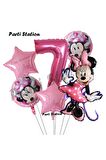 Minnie Mouse Konsept Doğum Günü Balon Set 7 Yaş Minnie Mouse Tema Parti Balon Set