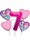 My Little Ponny 7 Yaş Balon Set Balon Folyo Set My Little Ponny Konsept Doğum Günü Set Yaş Balon