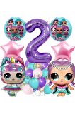Konsept 2 Yaş Balon Set Unicorn Mor Rakam Balon Parti Doğum Günü Balon Set