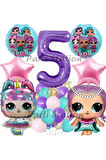 Surprise Konsept 6 Yaş Balon Set Unicorn LOL Bebek Mor Rakam Balon Parti Doğum Günü Balon Set