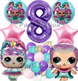 LOL Surprise Konsept 8 Yaş Balon Set Unicorn LOL Bebek Mor Rakam Balon Parti Doğum Günü Balon Set