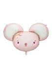 Pink Mouse 2 Yaş Balon Set Sevimli Pembe Fare Konsept Balon ve Rengarenk Rakam Balon Hamster Balon