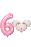 Pink Mouse 1 Yaş Balon Set Sevimli Pembe Fare Konsept Balon ve Pembe Rakam Balon Hamster Balon