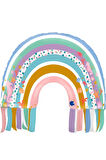 Gökkuşağı 4 Yaş Balon Set Mermaid Rainbow Konsept Balon ve Pembe Rakam Balon