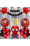 Spiderman Örümcek Adam 3 Yaş Balon Set Balon Folyo Set Spiderman Konsept Doğum Günü Set Yaş Balon