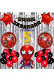 Spiderman Örümcek Adam Balon Set Balon Folyo Set Spiderman Konsept Doğum Günü Set 5 Yaş Balon