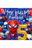 Spiderman Örümcek Adam Balon Set Balon Folyo Set Spiderman Konsept Doğum Günü Set 5 Yaş Balon