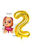 Paw Patrol Skye 1 Yaş Balon ve Gold Rakam Balon Doğum Günü Parti Set
