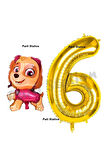 Paw Patrol Skye 1 Yaş Balon ve Gold Rakam Balon Doğum Günü Parti Set