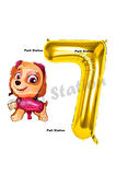 Paw Patrol Skye 1 Yaş Balon ve Gold Rakam Balon Doğum Günü Parti Set
