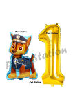 Paw Patrol Balon Paw Patrol Polis Köpek Chase 6 Yaş Balon ve Gold Rakam Balon Doğum Günü Parti Set